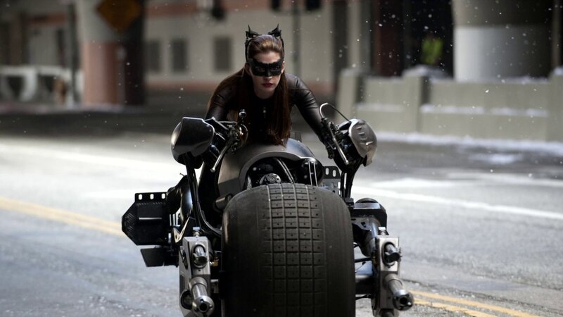 Woman on Motorcycle — Black, Dramatic, Winter