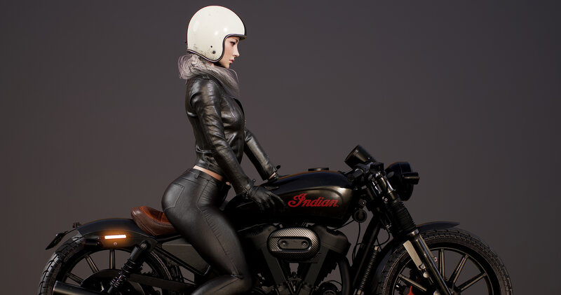 Woman on Motorcycle — Black, Neutral