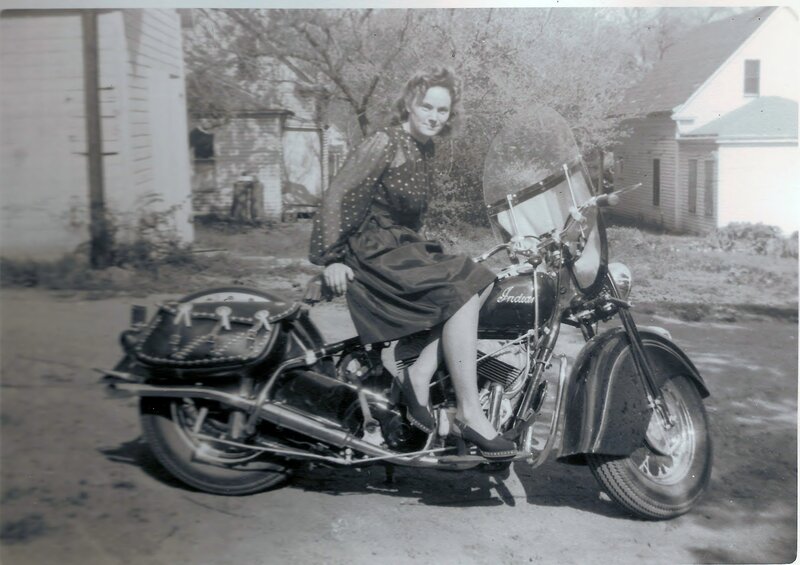 Woman on Motorcycle — Black, Nostalgic