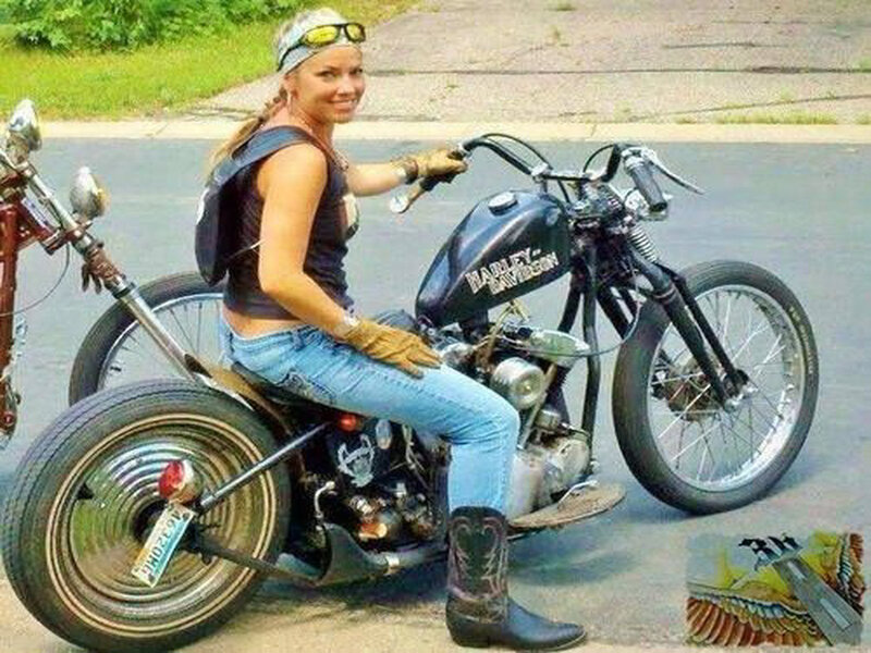 Woman on Motorcycle — Blue, Casual