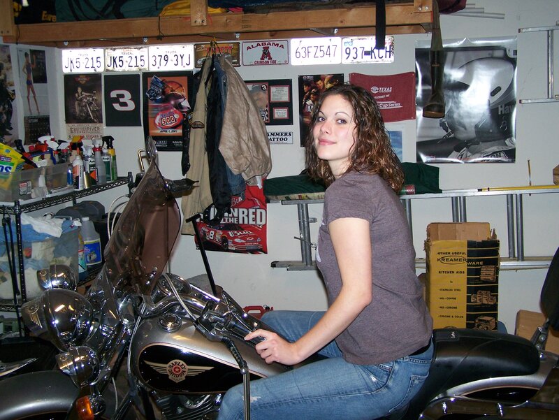 Woman on Motorcycle — Gray, Casual