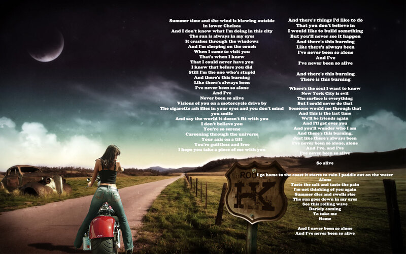 Woman on Motorcycle — Green, Dramatic, Night