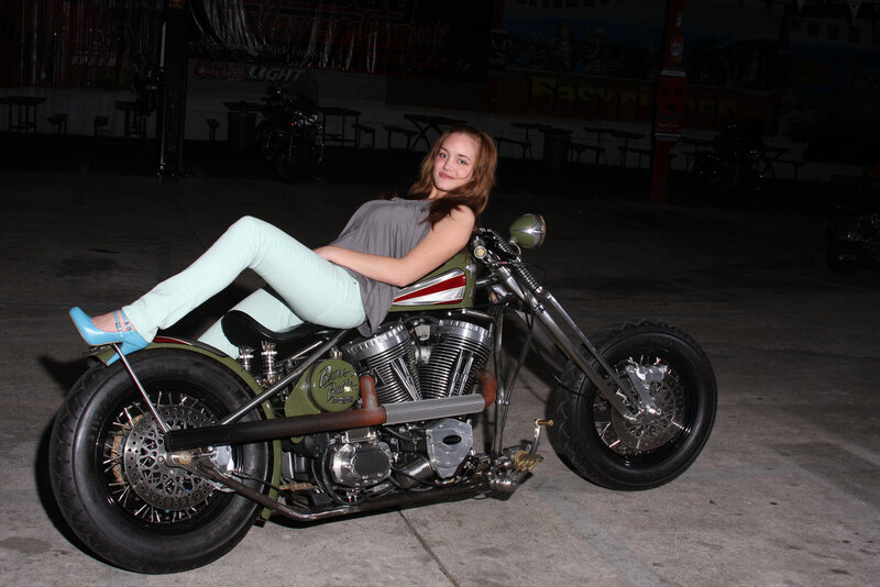 Woman on Motorcycle — Green