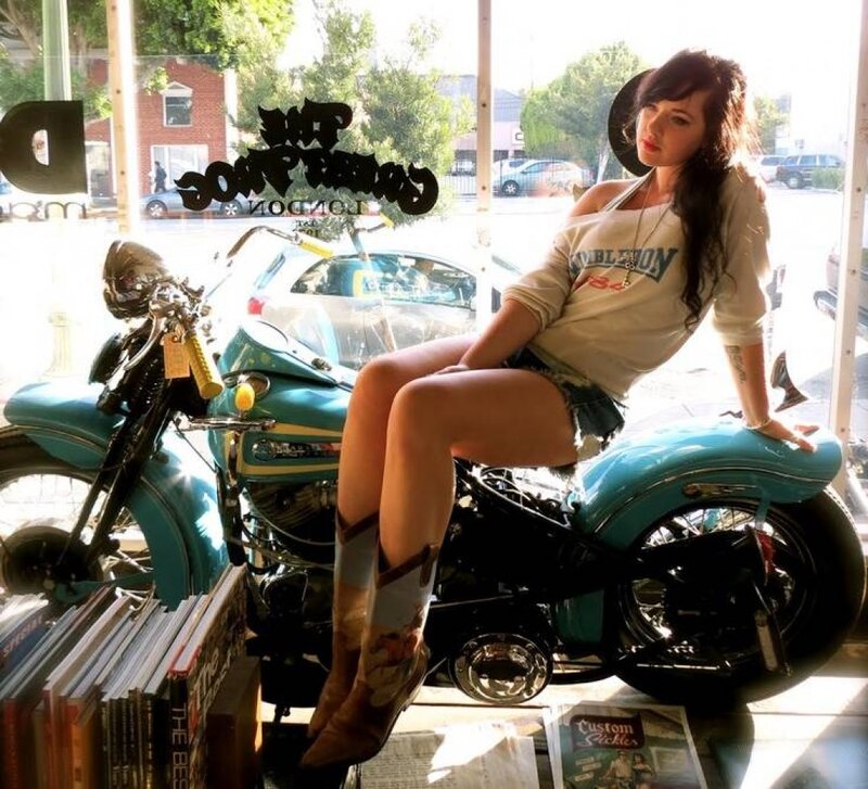 Woman on Motorcycle — Teal