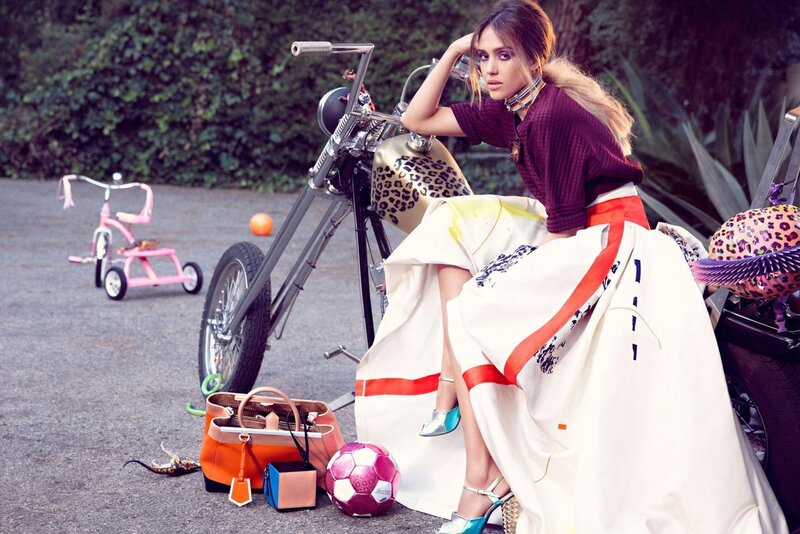 Woman on Motorcycle — White, Stylish