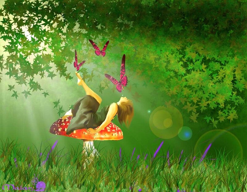 Woman on Mushroom