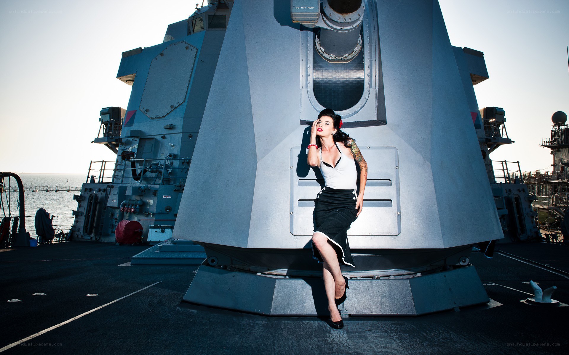 woman on naval ship deck