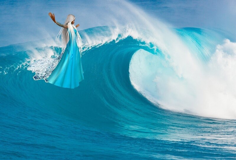Woman on Ocean Wave
