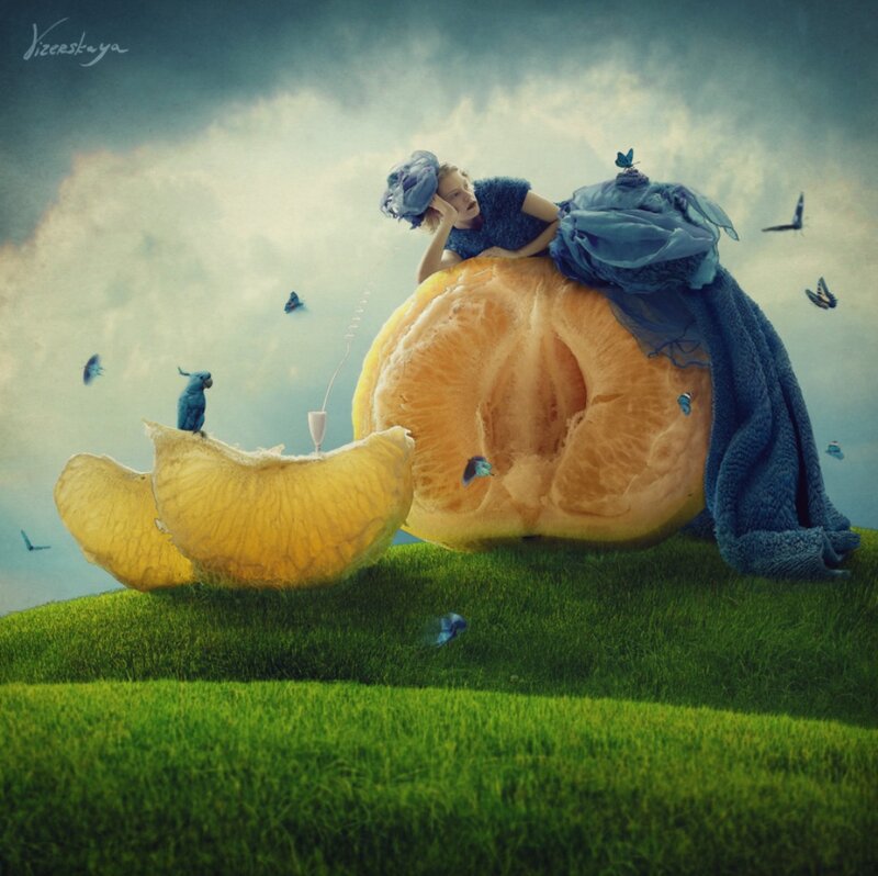 Woman on Orange Slice