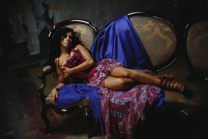 Woman on Ornate Chair — Blue