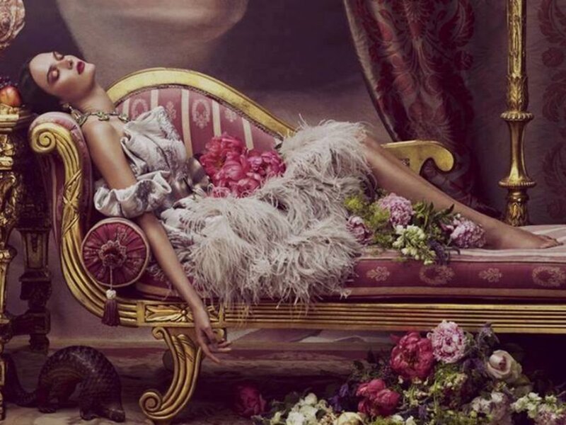 Woman on Ornate Chaise