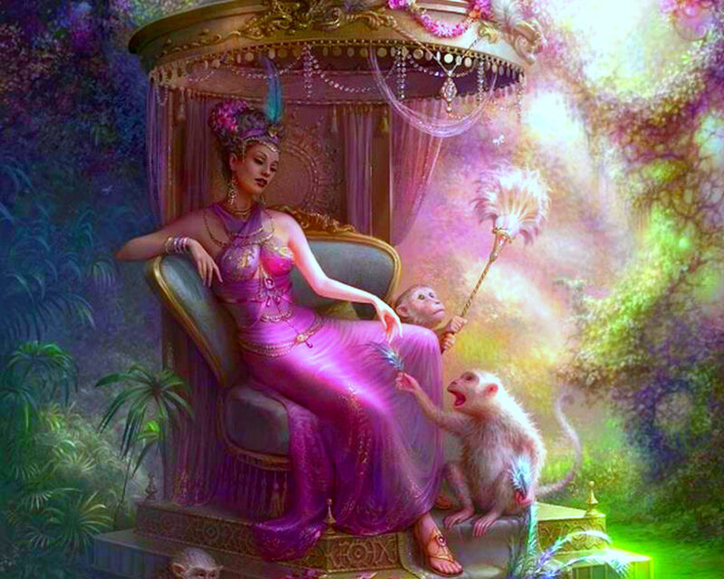 Woman on Ornate Throne — Purple