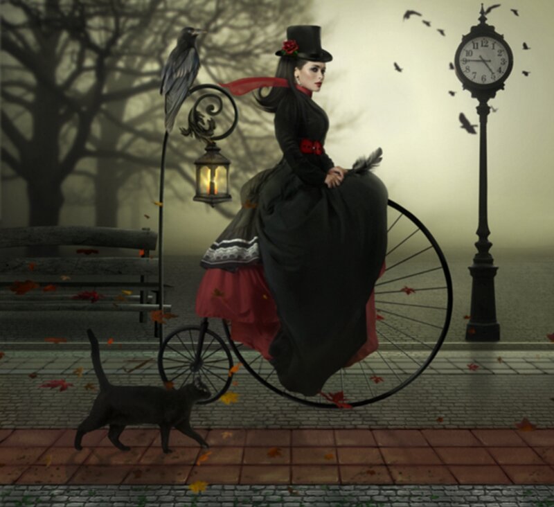 Woman on Penny-farthing — Black