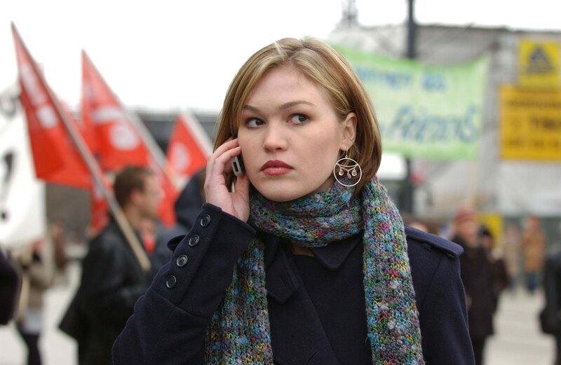 Woman on phone at protest