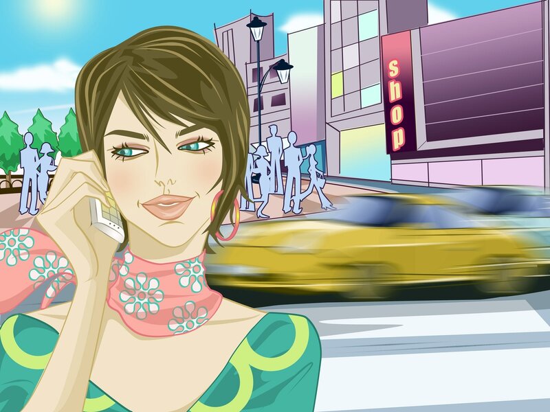 Woman on phone in city