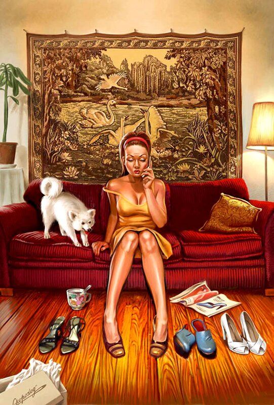 Woman on phone with dog