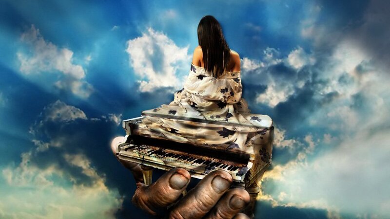 Woman on Piano — Blue, Dramatic