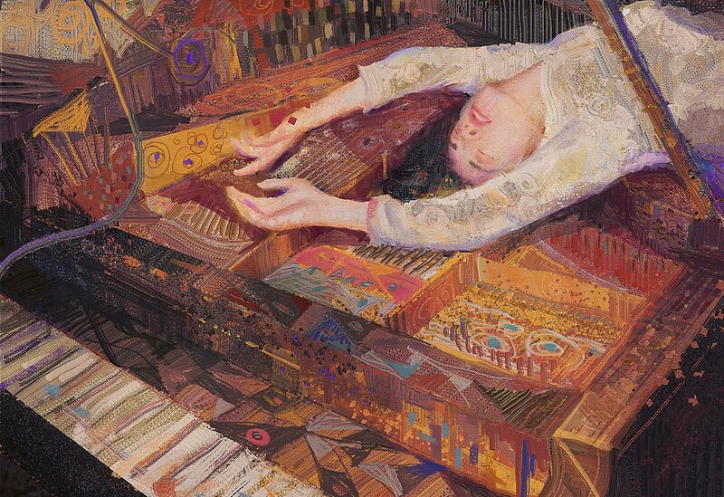 Woman on Piano — Brown