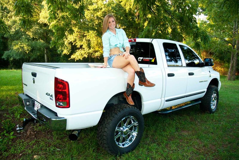 Woman on Pickup Truck