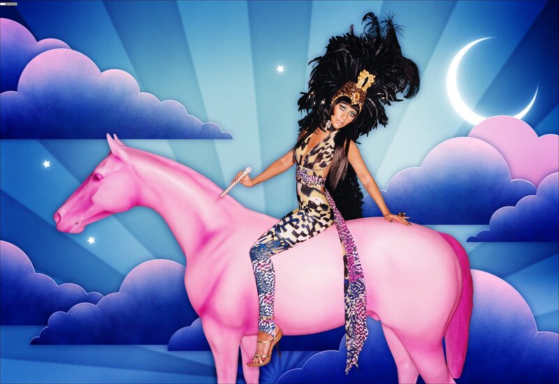 woman on pink horse