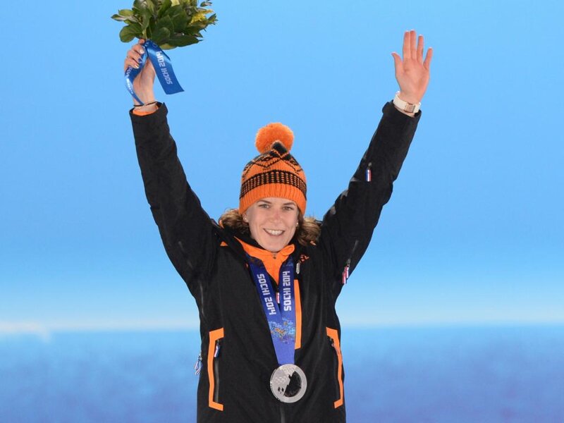 Woman on Podium — Blue