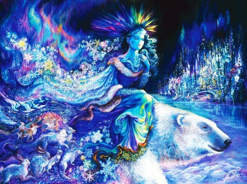 Woman on Polar Bear — Blue