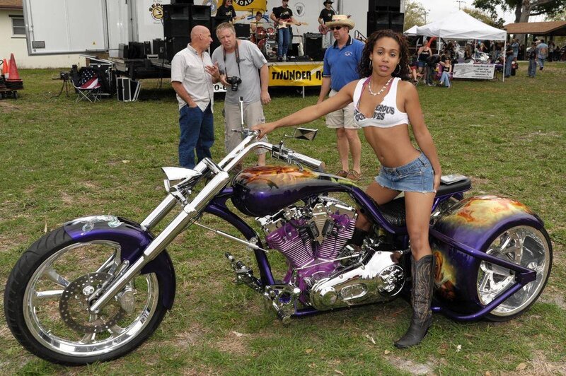 Woman on Purple Chopper