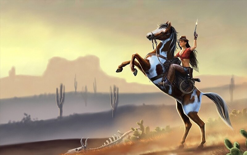 Woman on Rearing Horse