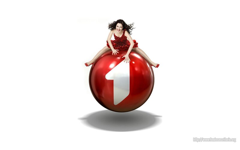 woman on red ball with number one
