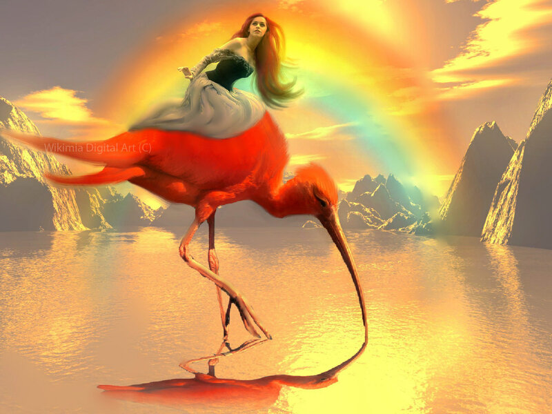 Woman on Red Bird