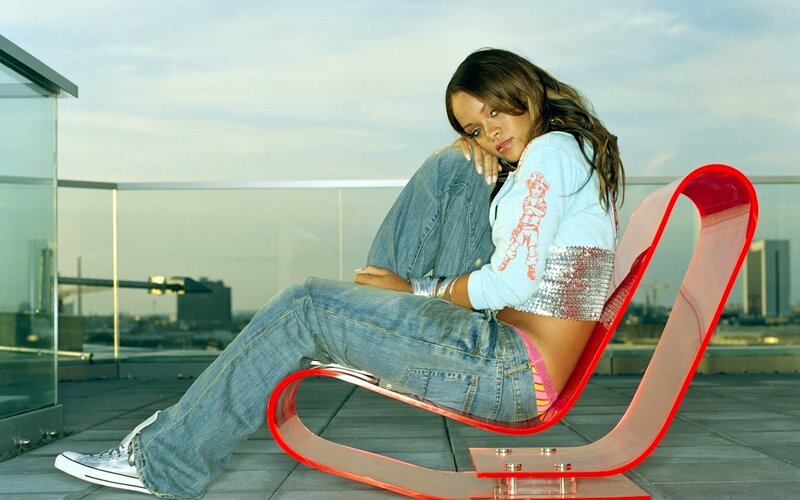 woman on red chair