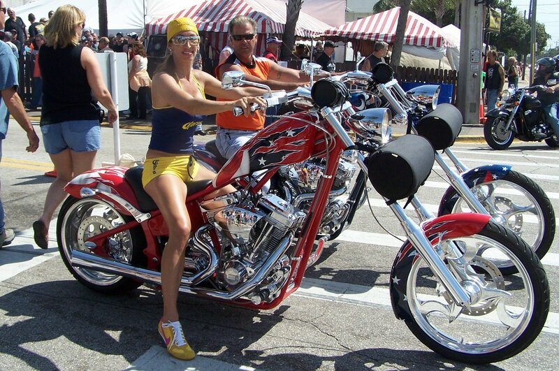 Woman on Red Chopper