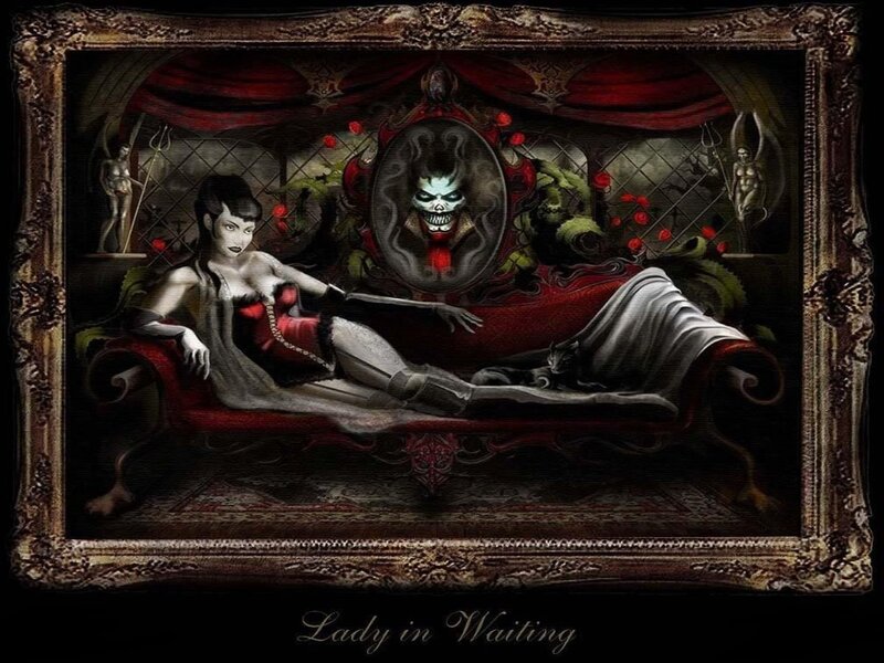 Woman on Red Couch — Black