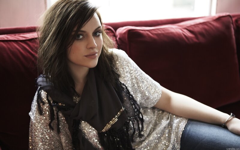 Woman on Red Couch — Calm, Photograph, Scarf