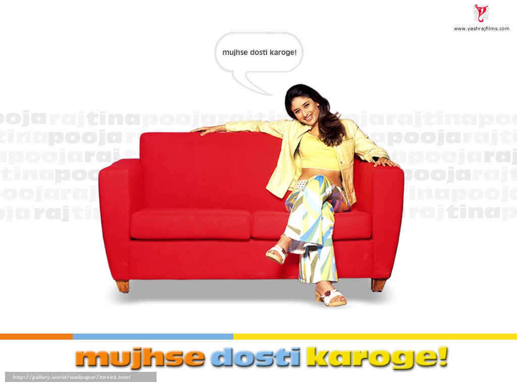 Woman on red couch with slogan