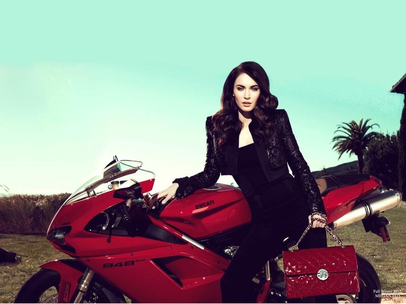 Woman on Red Motorcycle — Confident, Afternoon, Photograph, Handbag