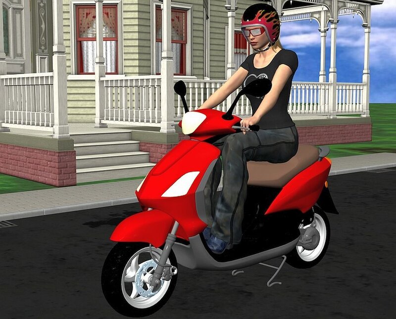 Woman on Red Scooter — Calm