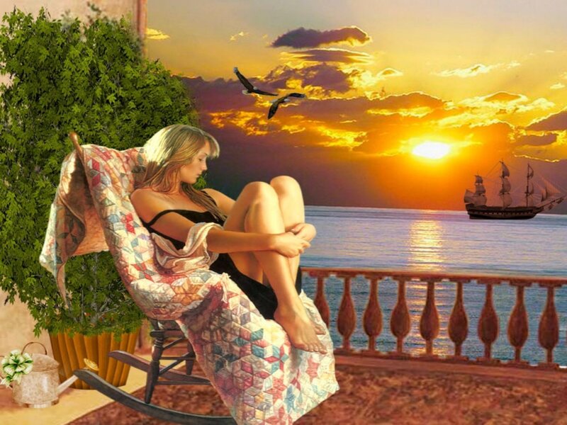Woman on Rocking Chair