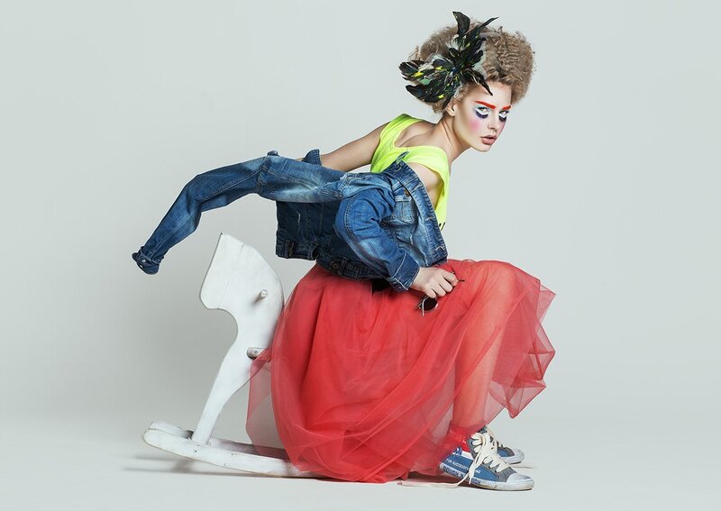 Woman on Rocking Horse — Red