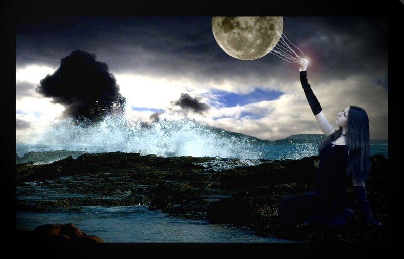 Woman on Rocky Shore — Black