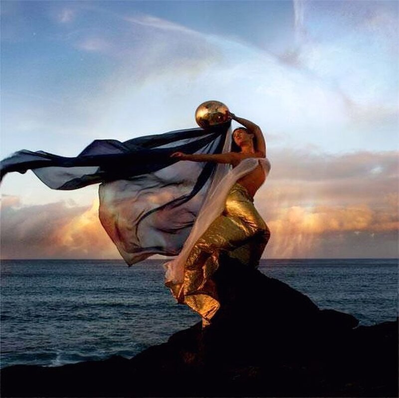 Woman on Rocky Shore — Blue, Dramatic
