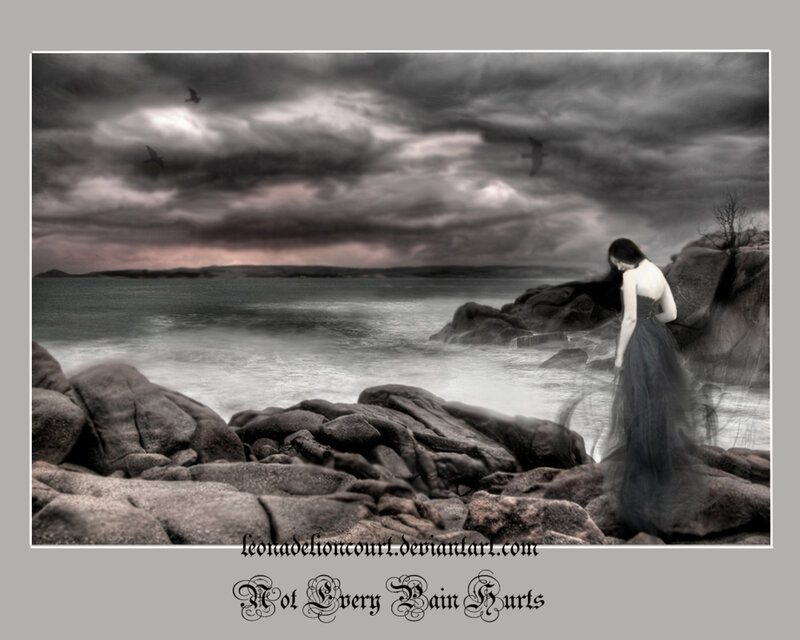 Woman on Rocky Shore — Gray