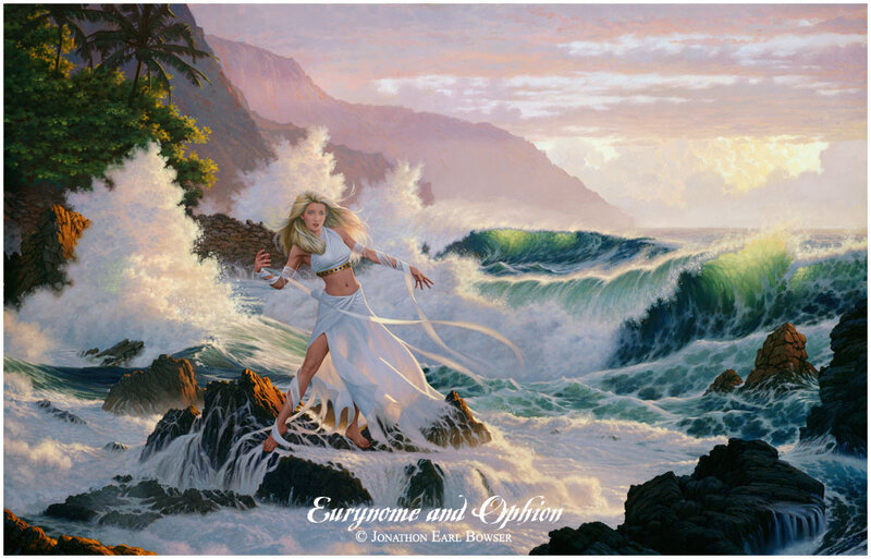 Woman on Rocky Shore — White, Dramatic