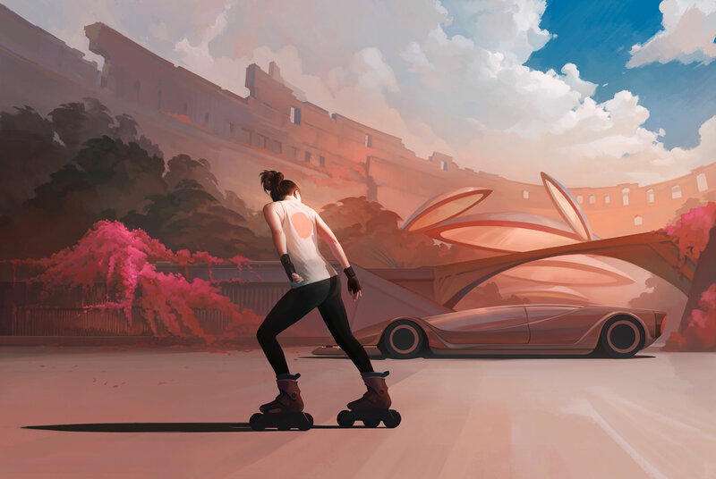 Woman on Rollerblades
