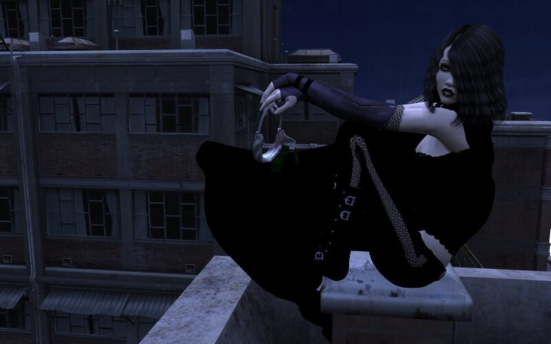 woman on rooftop at night