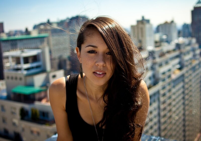 Woman on Rooftop — Black, Calm, Afternoon