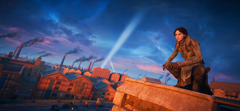 Woman on Rooftop — Blue, Dramatic, Sunset