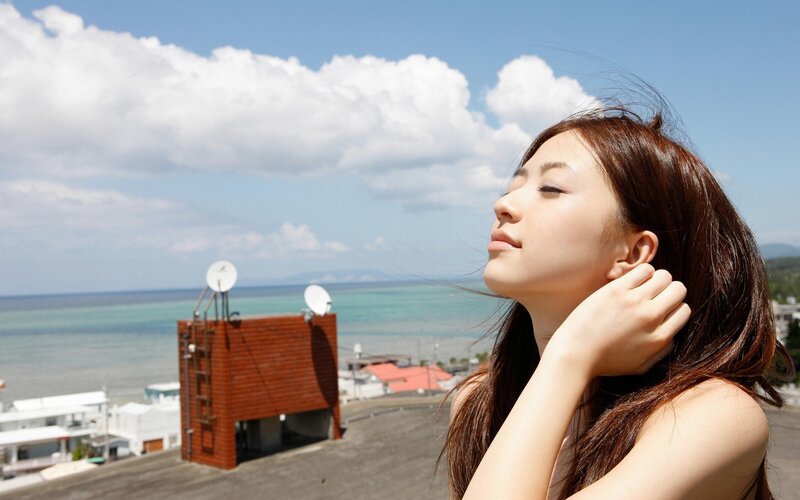 Woman on Rooftop — Blue, Serene