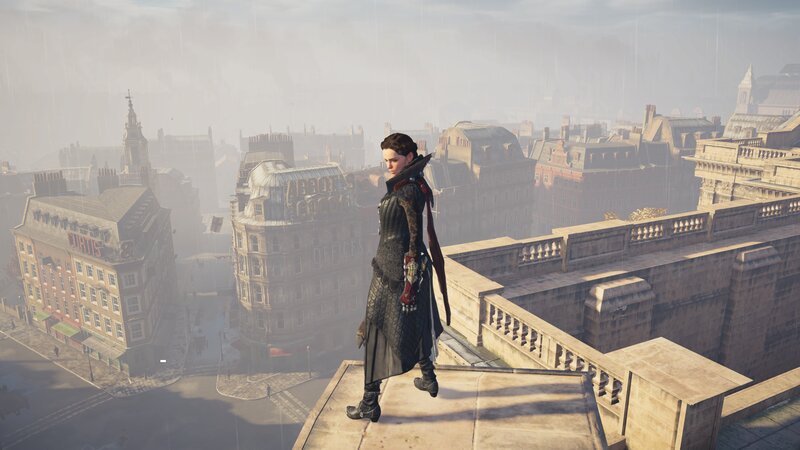 Woman on Rooftop — Gray, Dramatic, Afternoon, 3d Render