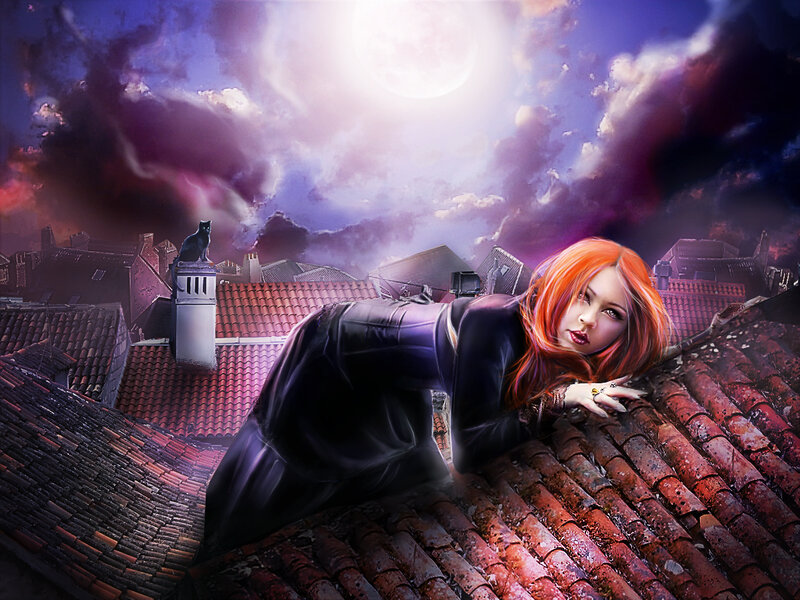 Woman on Rooftop — Purple